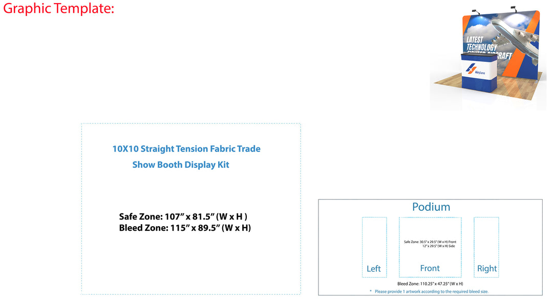 10X10 Straight Tension Fabric Trade Show Booth Display Kit