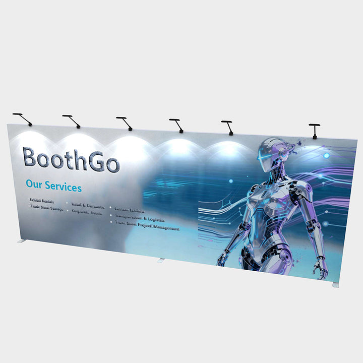 20' SEG Fabric Display with Upgraded Wooden Cabinet