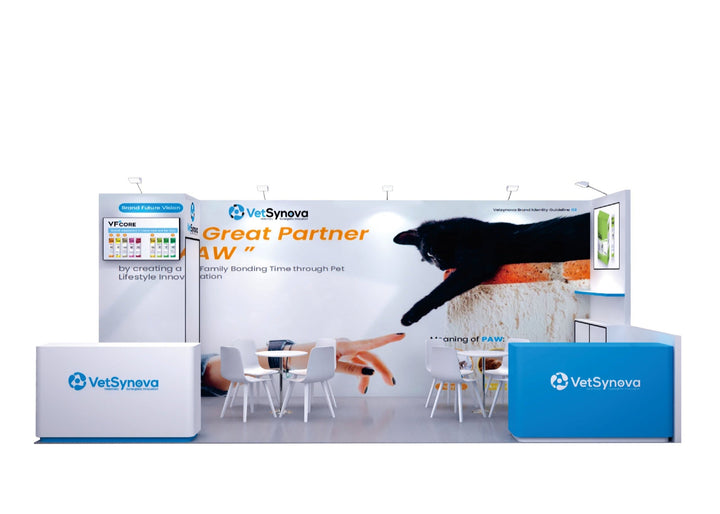 10x20 Modular Trade Show Booth Exhibit Rental – Includes Upgraded Wooden Counter
