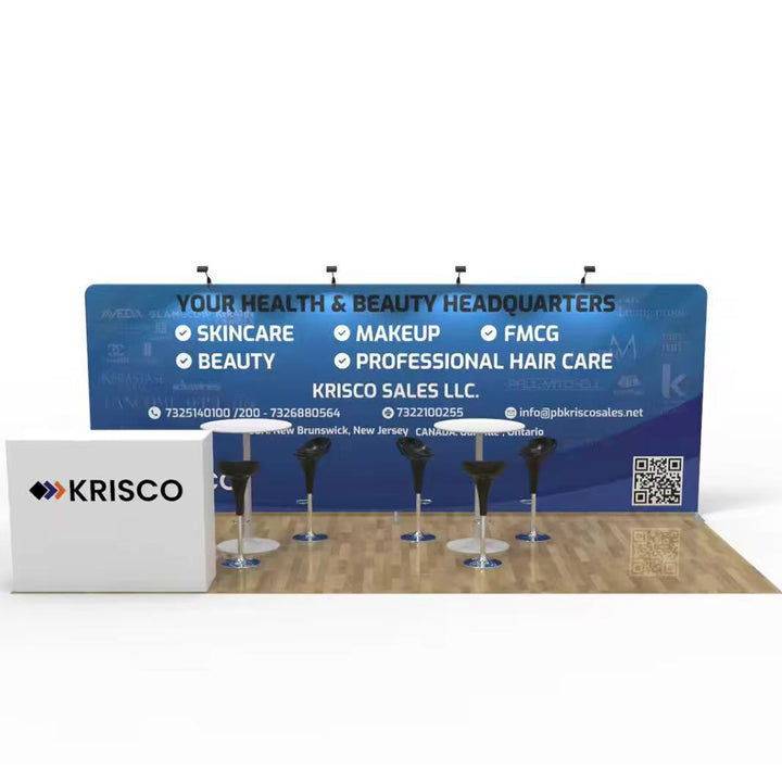 10x20 Trade Show Portable Backwall Booth with Wood Counter