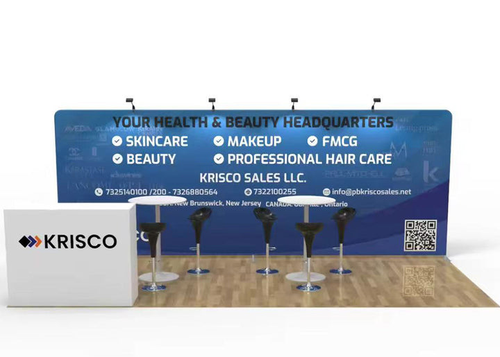 10x20 Trade Show Portable Backwall Booth with Wood Counter