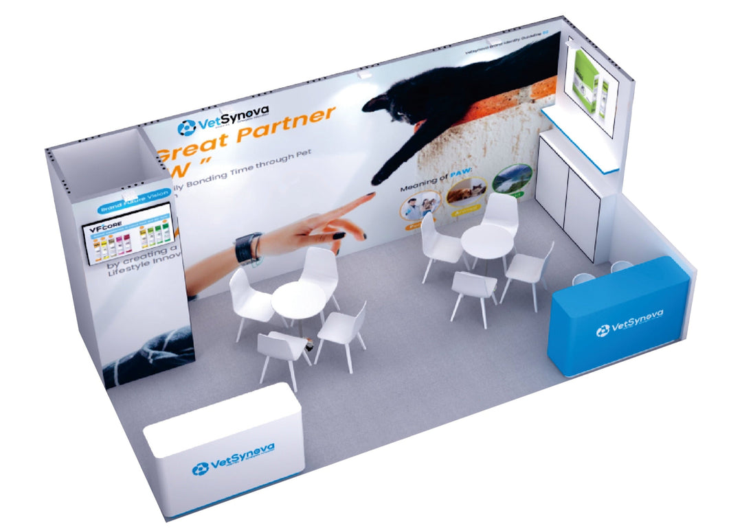 10x20 Modular Trade Show Booth Exhibit Rental – Includes Upgraded Wooden Counter