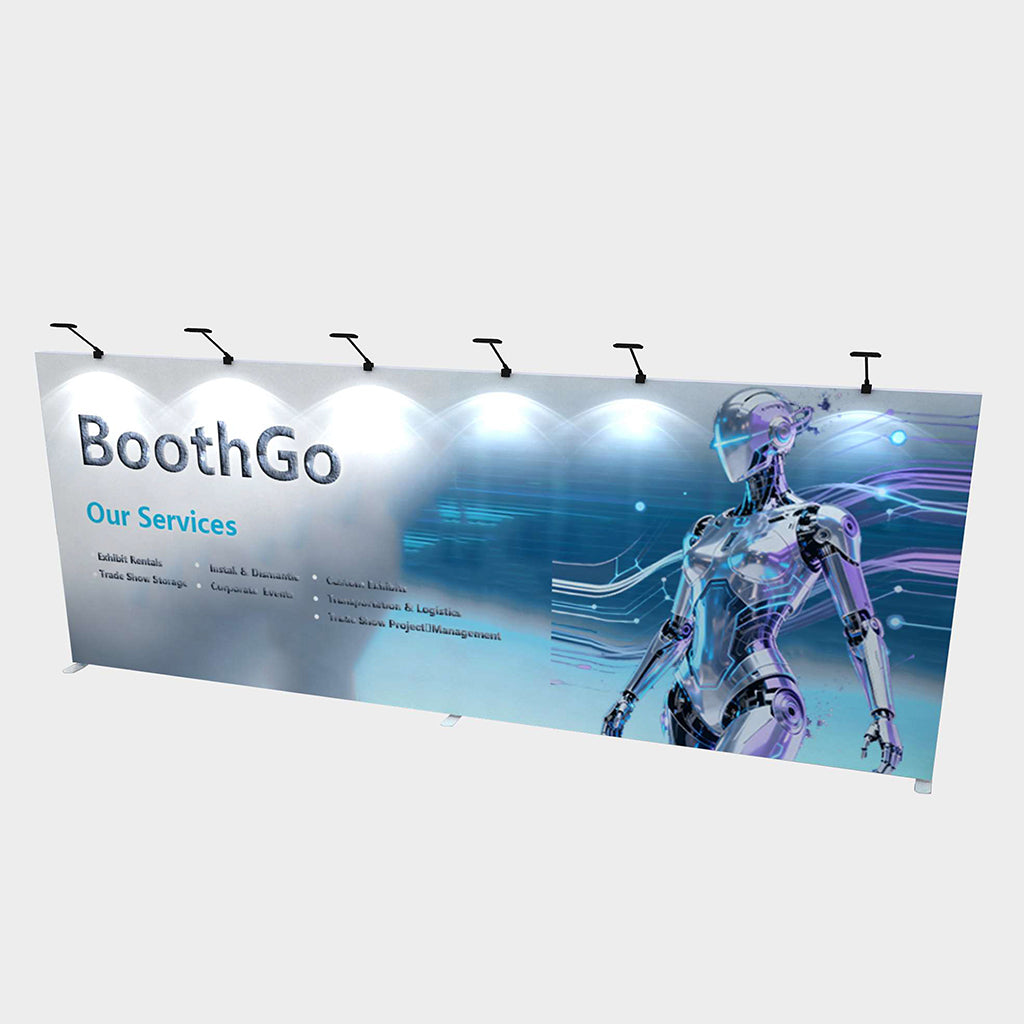 20' SEG Fabric Display with Upgraded Wooden Cabinet