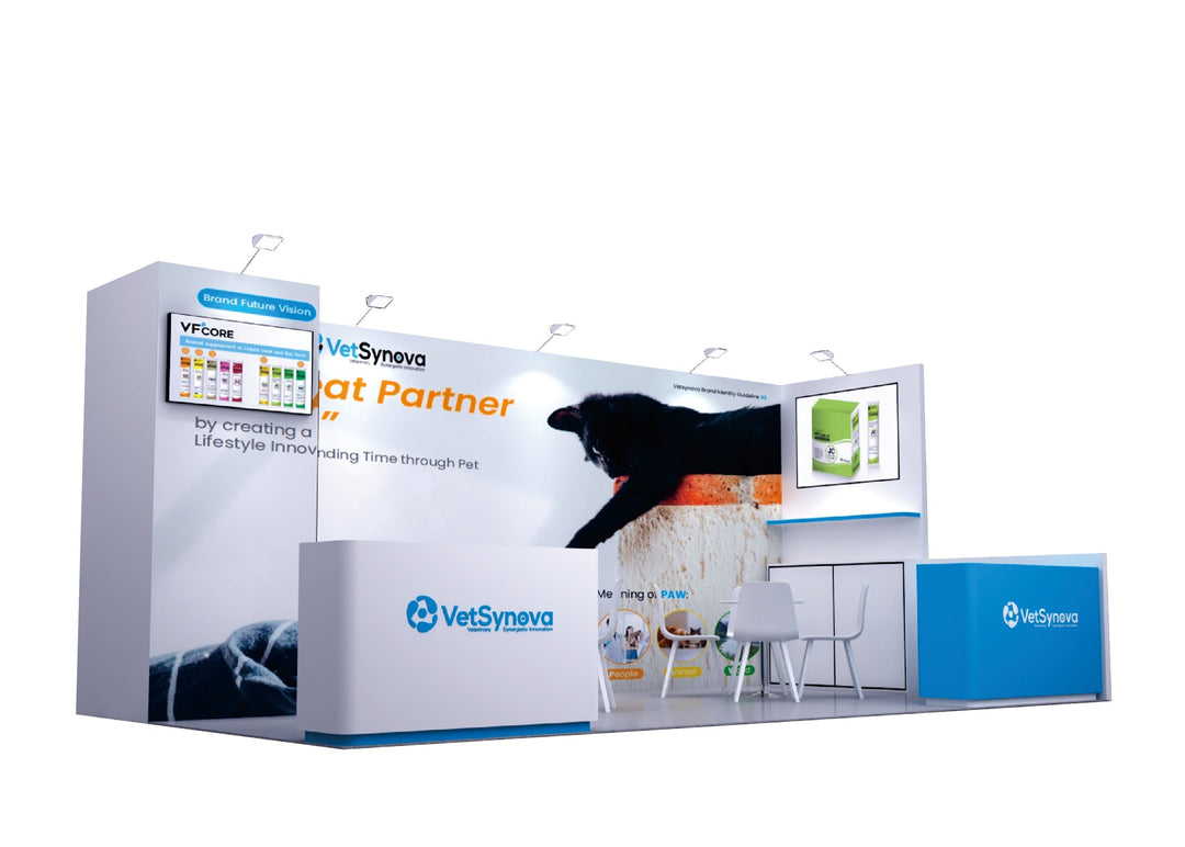 10x20 Modular Trade Show Booth Exhibit Rental – Includes Upgraded Wooden Counter