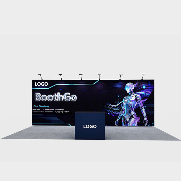 20' SEG Fabric Display with Upgraded Wooden Cabinet