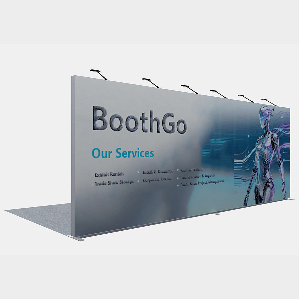 20' SEG Fabric Display with Upgraded Wooden Cabinet