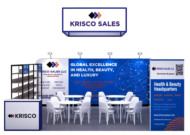 20x20 Trade Show Portable Backwall Booth with Wood Counter