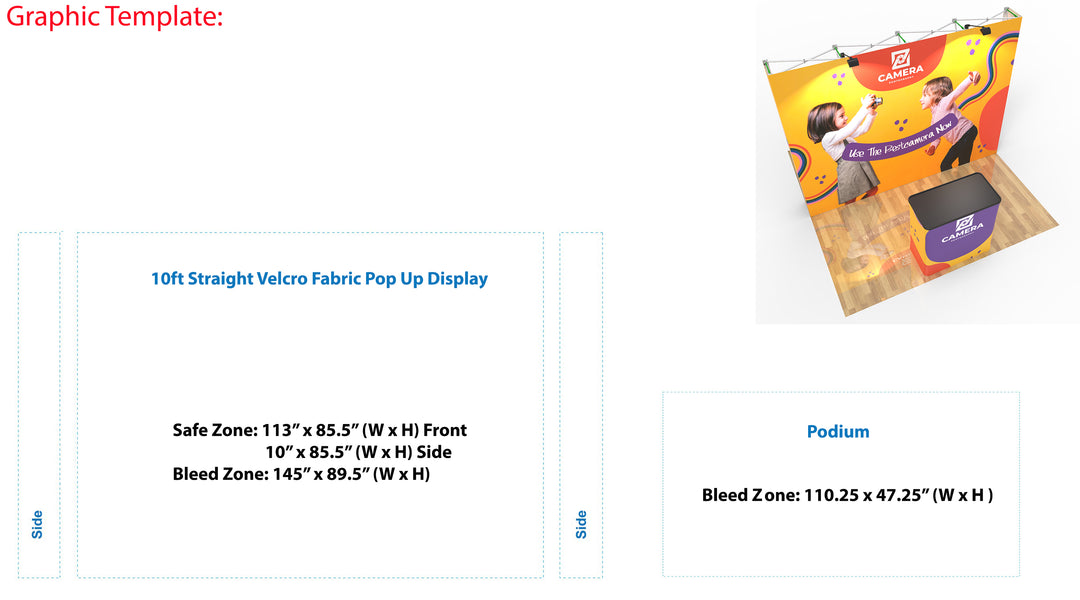 10‘ Straight Velcro Fabric Pop Up Display