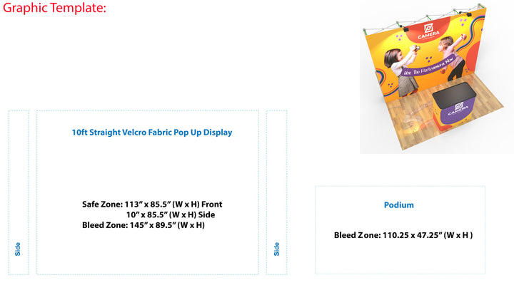 10‘ Straight Velcro Fabric Pop Up Display