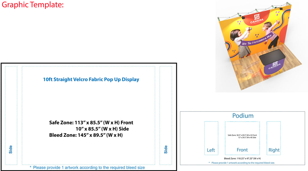 10‘ Straight Velcro Fabric Pop Up Display