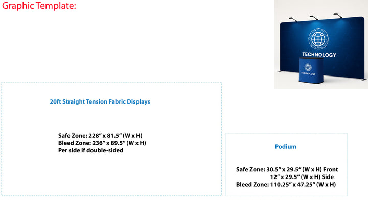 10X20 Straight Tension Fabric Trade Show Booth Display Kit
